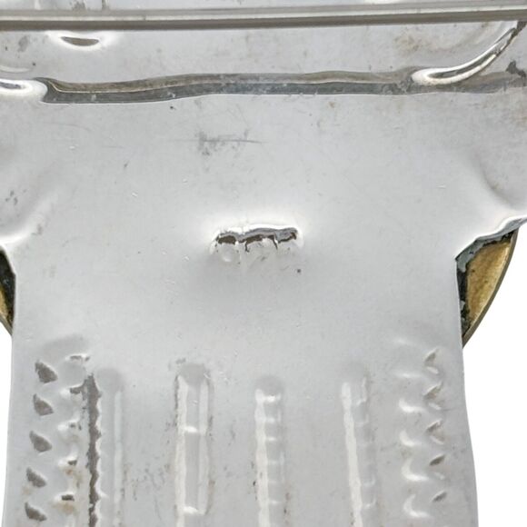 Vintage Sterling Silver 925 Two Tone Angel Heart Etched Wings Pin Brooch - Picture 5 of 7